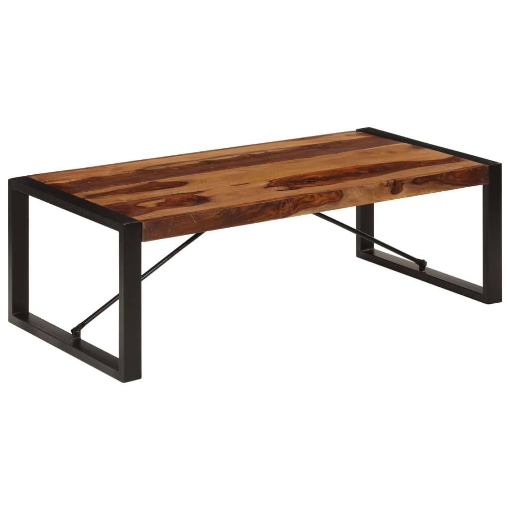 Farmhouse Coffee Table with Storage Cabinets Solid Sheesham Wood O732786