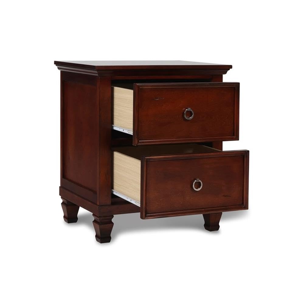Brown Cherry 2-Drawer Wood Nightstand U912