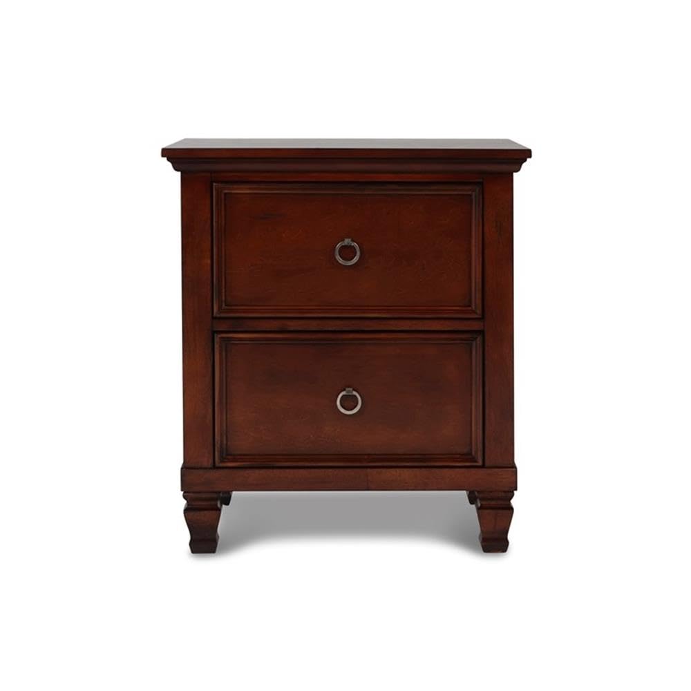 Brown Cherry 2-Drawer Wood Nightstand U912