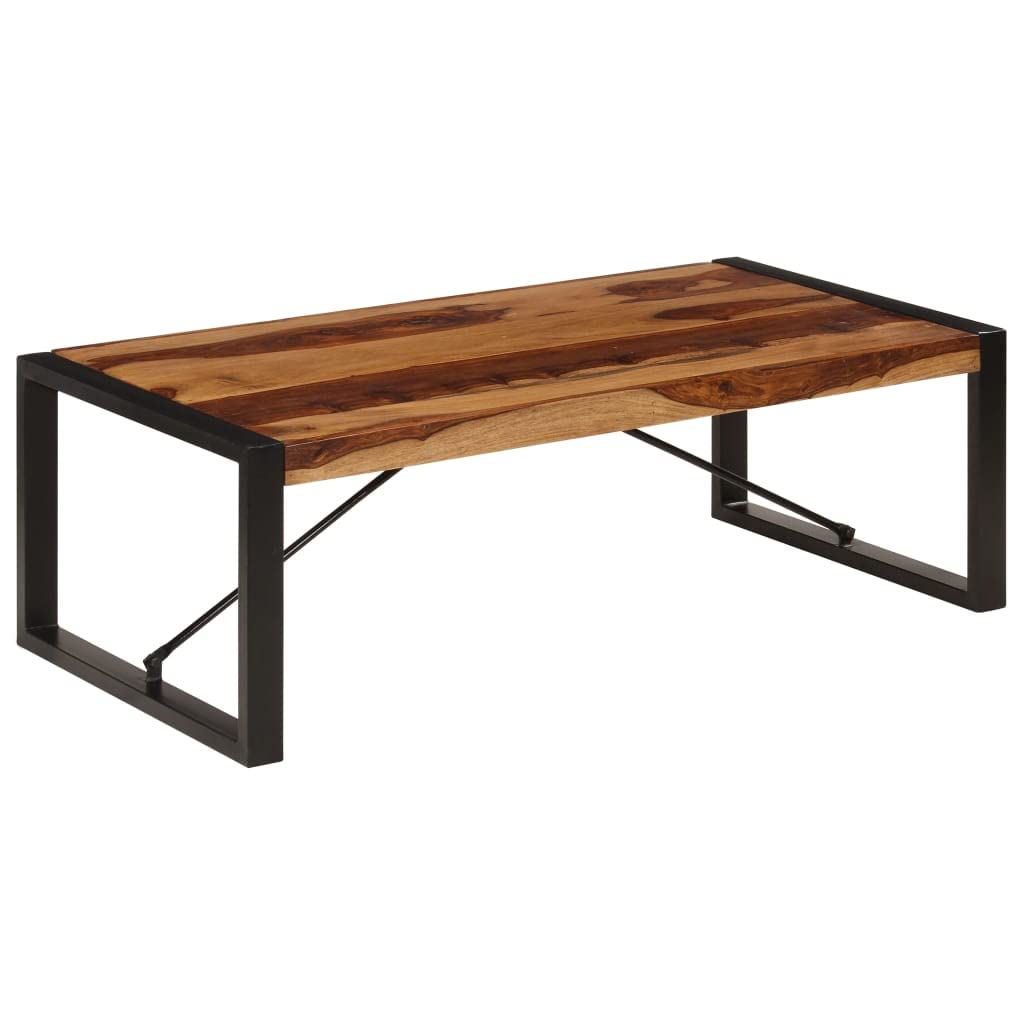 Farmhouse Coffee Table with Storage Cabinets Solid Sheesham Wood O732786