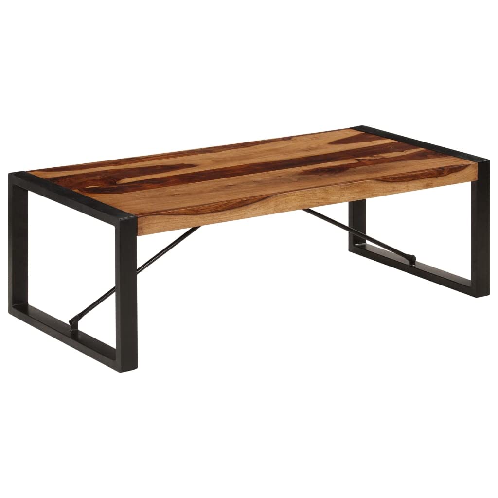Farmhouse Coffee Table with Storage Cabinets Solid Sheesham Wood O732786