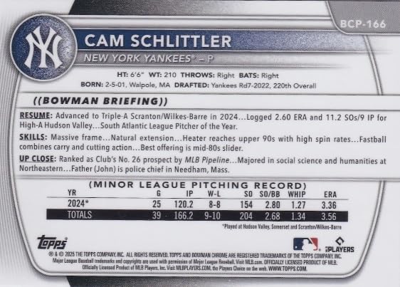 2025 Bowman Chrome Prospects Baseball Trading Card N98515