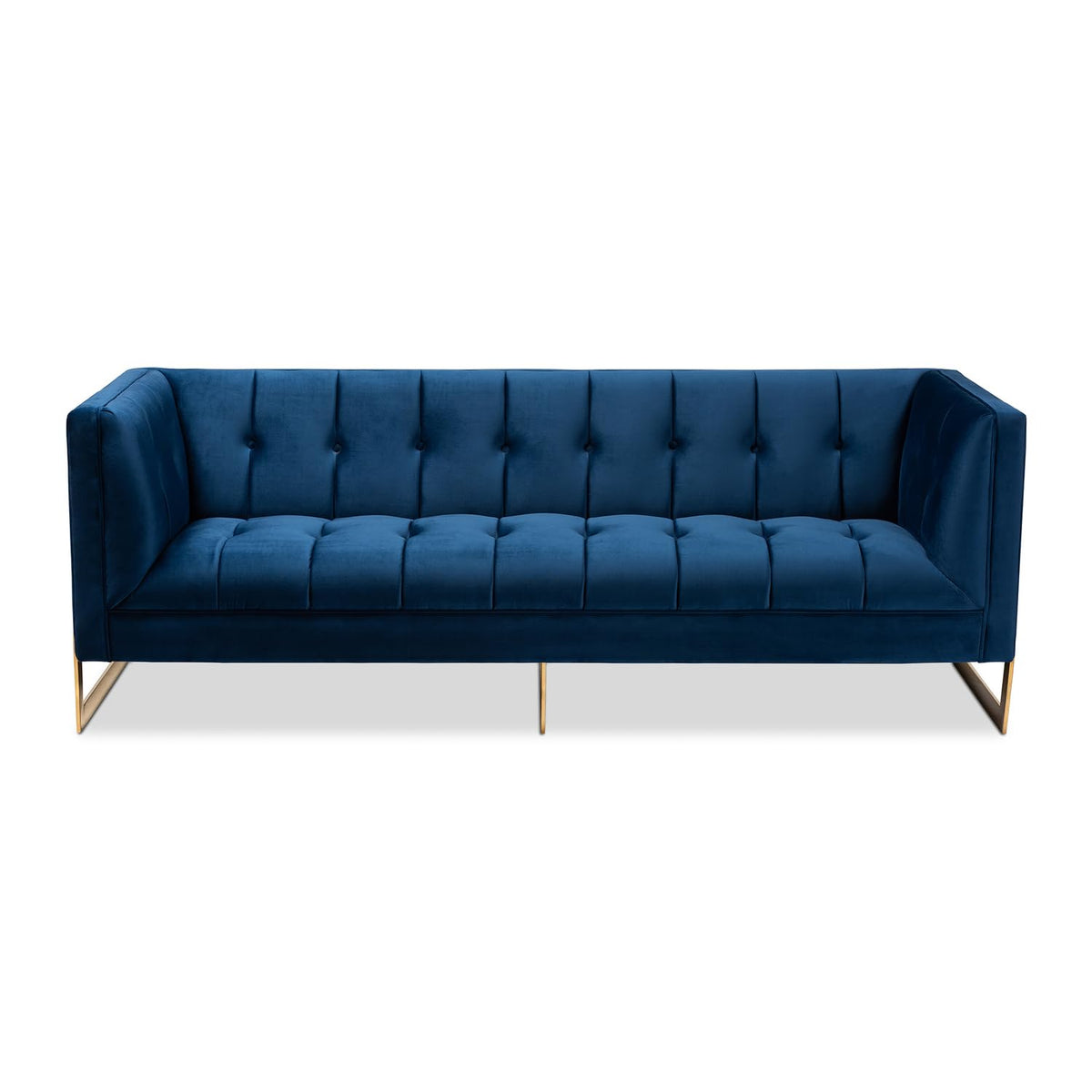 Navy Blue Velvet Button Tufted Gold Sofa L1692