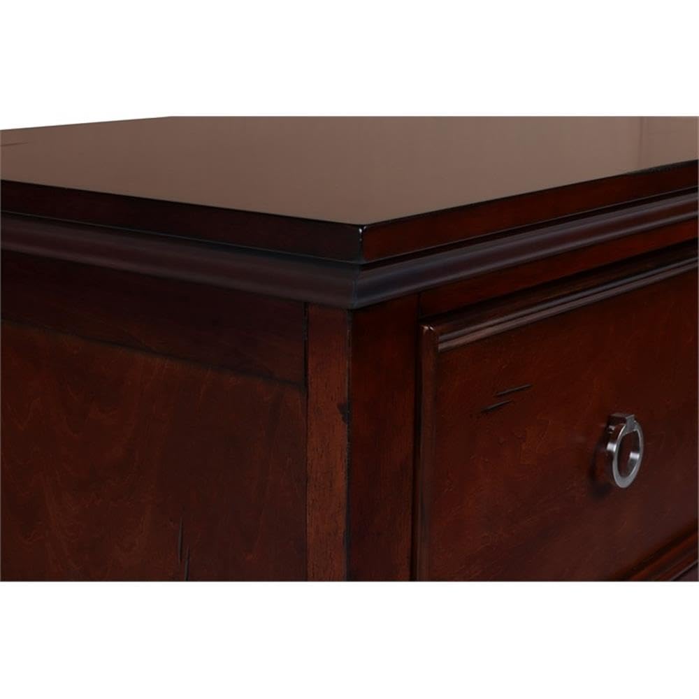 Brown Cherry 2-Drawer Wood Nightstand U912