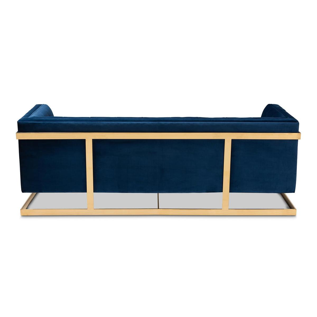 Navy Blue Velvet Button Tufted Gold Sofa L1692