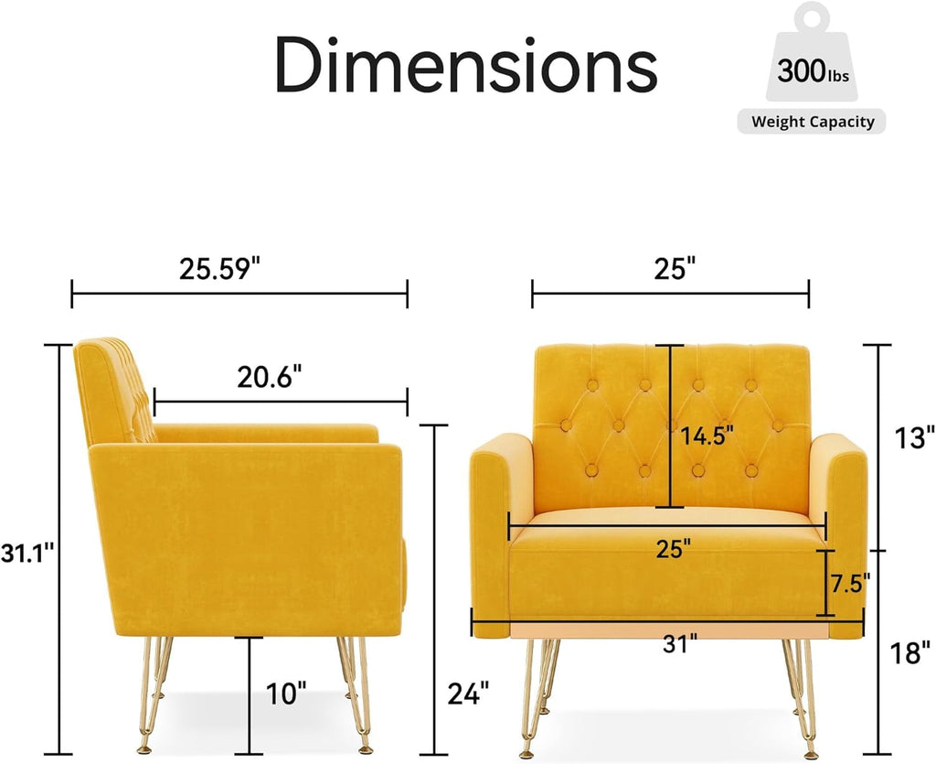 Velvet Accent Chair with Gold Metal Legs O207