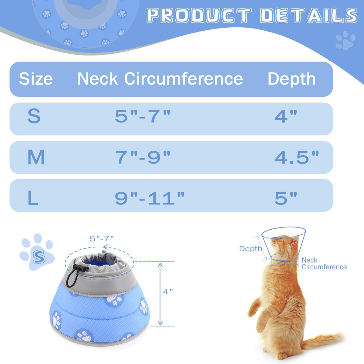 Soft Adjustable Cat Elizabethan Collar L902