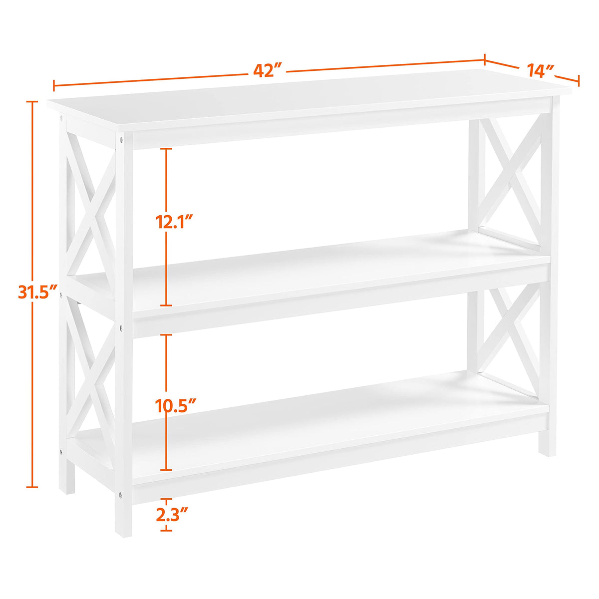 White 3-Tier Narrow Console Table L298362