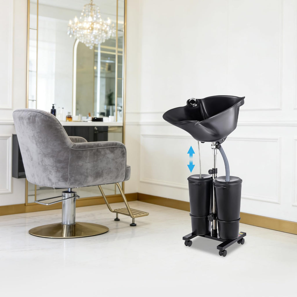 Portable Shampoo Bowl Electric Pump 2 Buckets Height Adjustable H40017