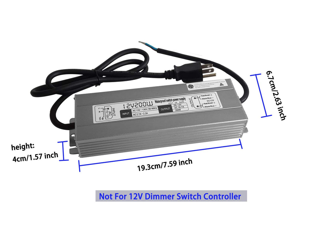 200w Waterproof Power Supply Transformer 110-130v AC to 12v DC 16.7a Adapter U28841