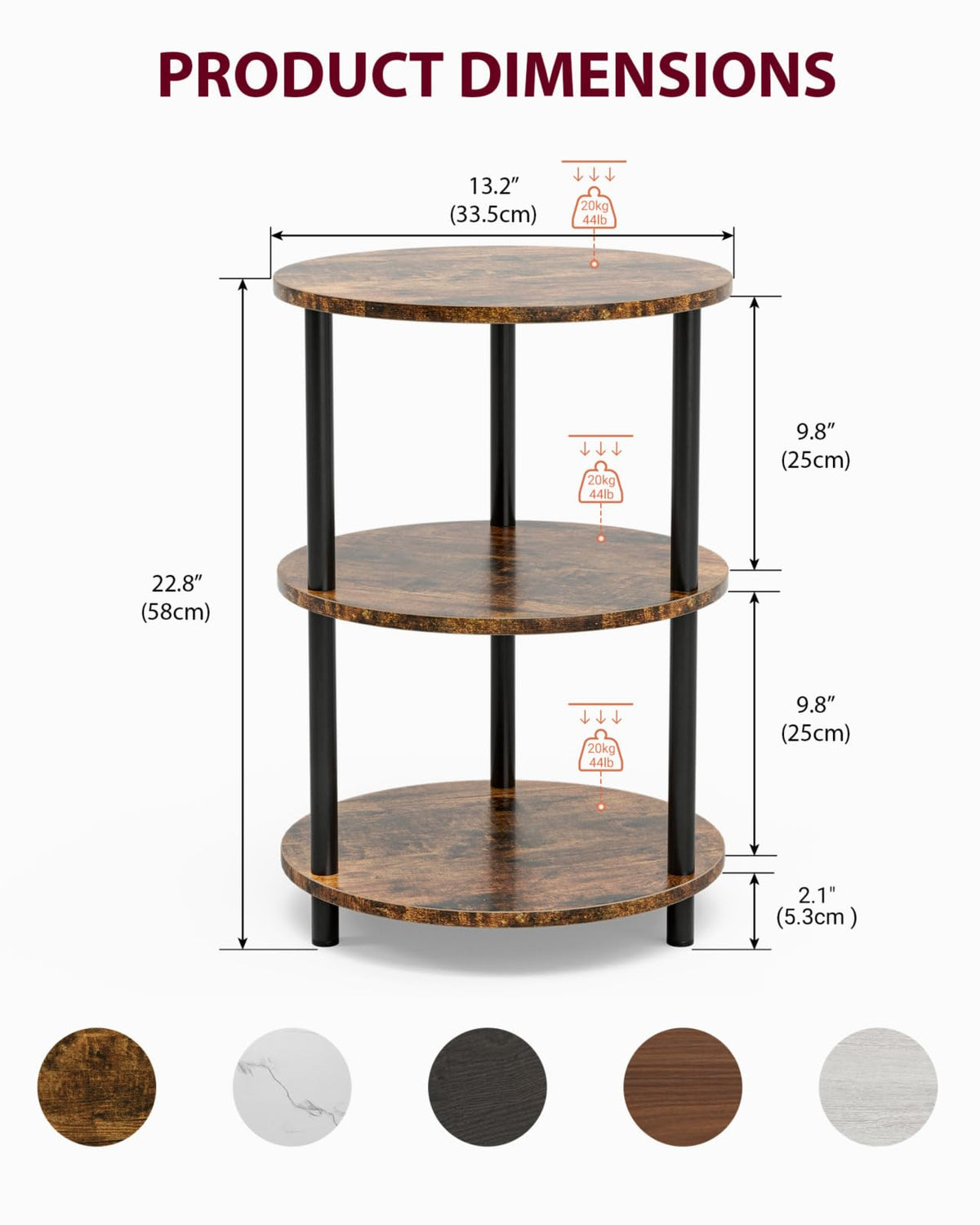 Small Round 3 Tier Coffee Table J398