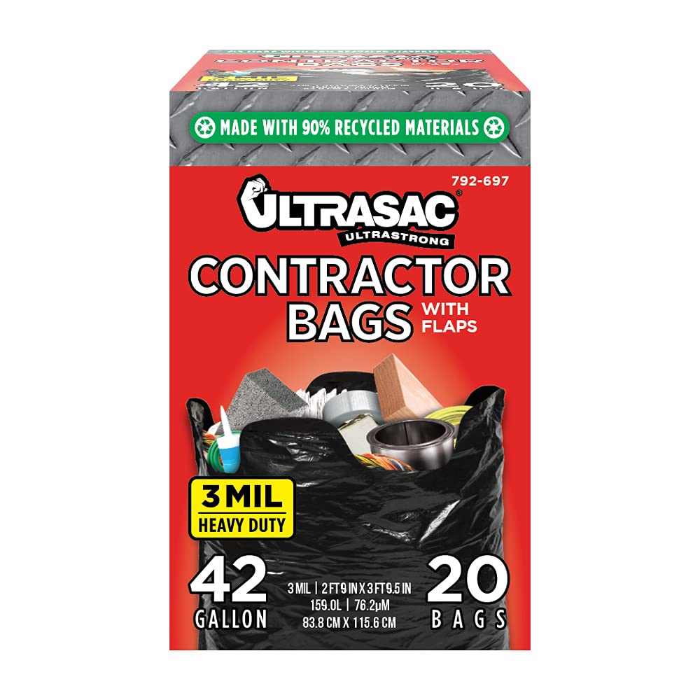 42 Gallon 120 Pack Black Heavy Duty Contractor Bags Z6450