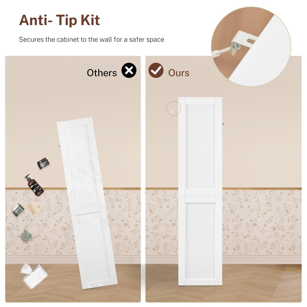 Tall Bathroom Storage Cabinet with 4 Doors L408