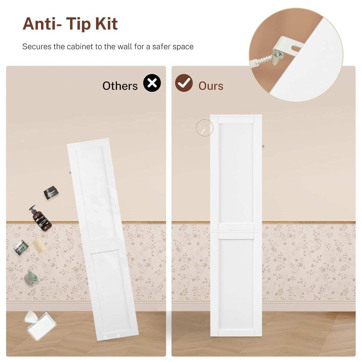 Tall Bathroom Storage Cabinet with 4 Doors L408