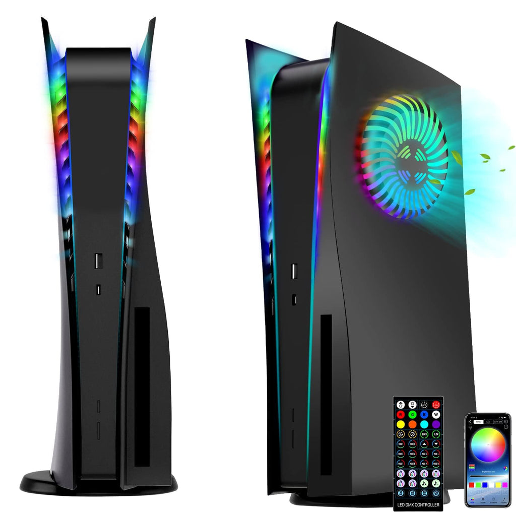 PS5 Faceplates with Cooling Vents LED Lights Black R1140