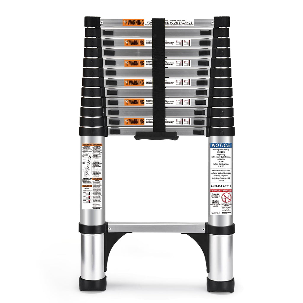 12.5 FT Aluminum Telescoping Ladder 330lbs Z787