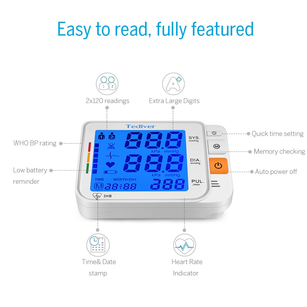 Digital Blood Pressure Monitor, Large Cuff, Upper Arm Blood Pressure Machine D71089