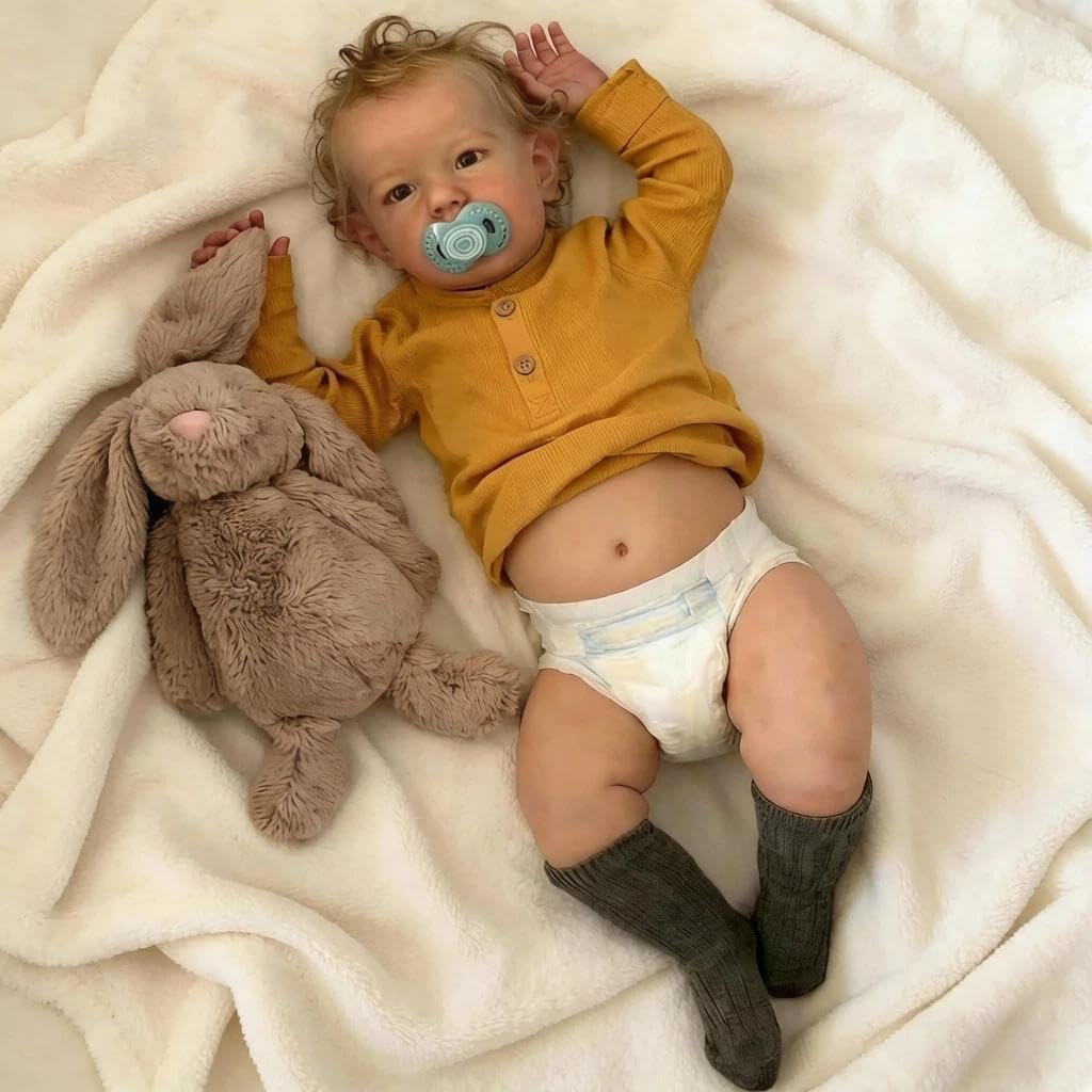 22" Realistic Baby Doll Boy Blonde Hair I682614