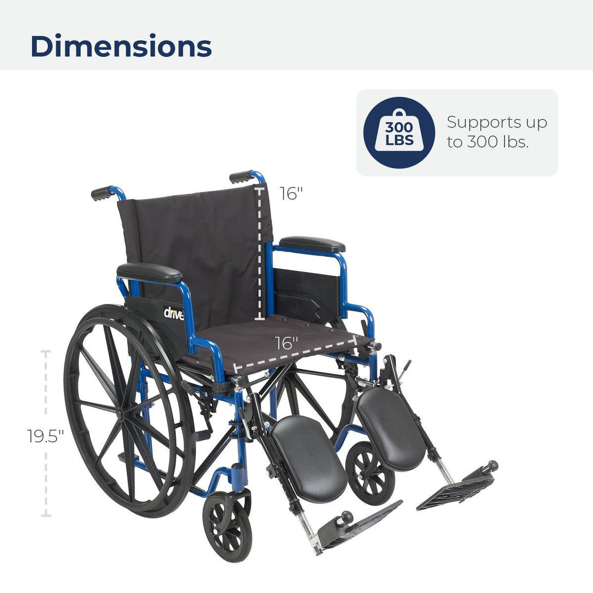 Blue Streak Foldable Wheelchair with Leg Rests O830127