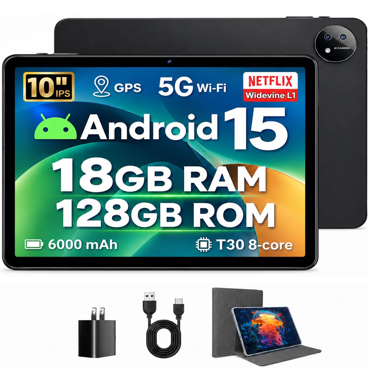 10 inch Android Tablet with 18GB RAM 128GB ROM W250716