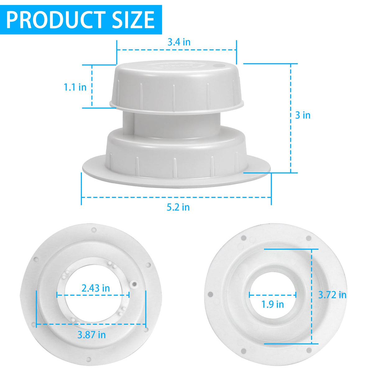 RV Plumbing Vent Cap Fits 1 to 2 3/8 Inch Pipe White 2 Pack K9934