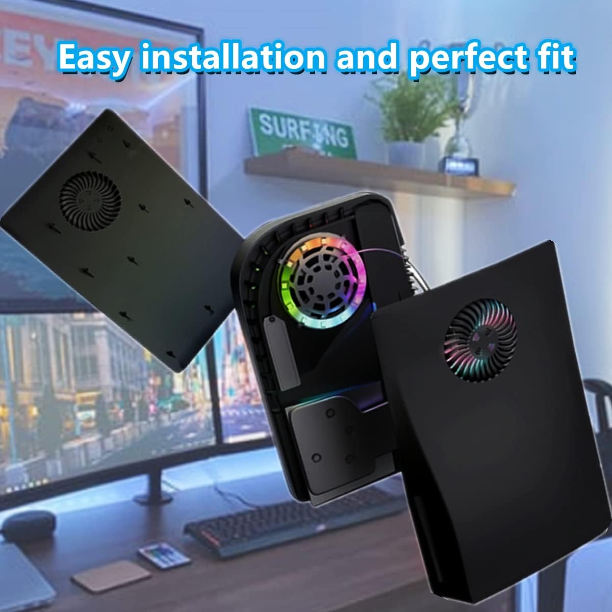 PS5 Faceplates with Cooling Vents LED Lights Black R1140