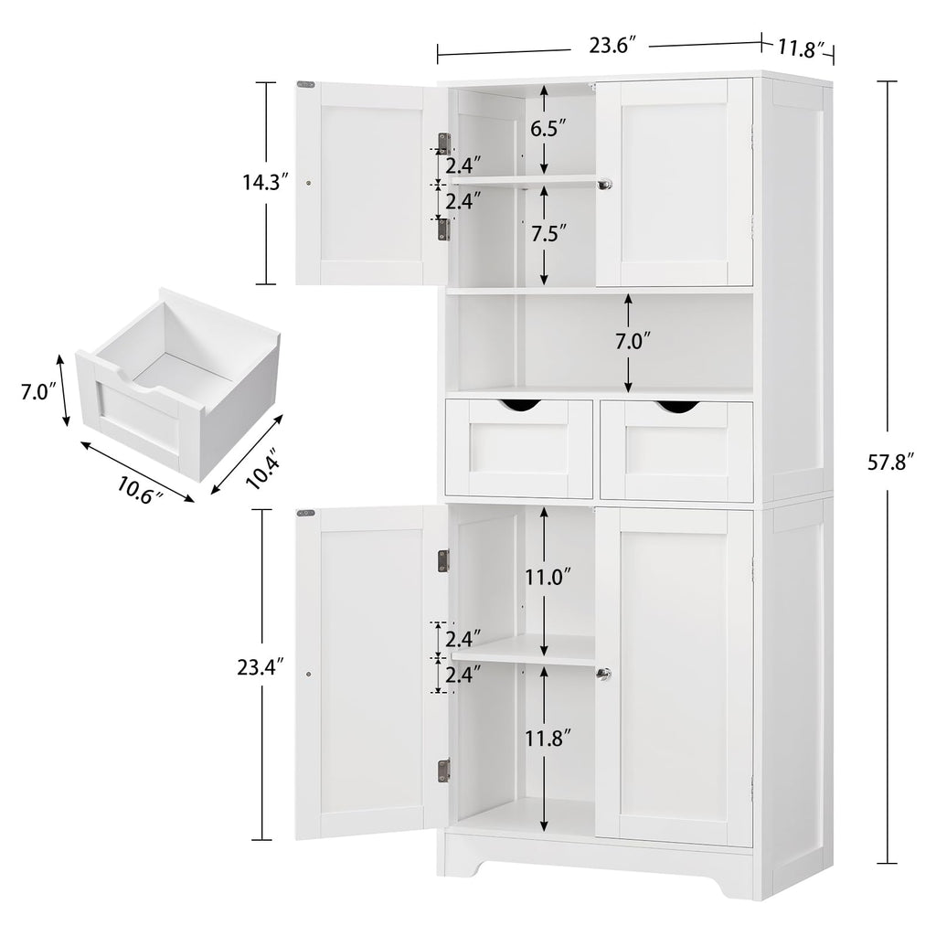 Tall Bathroom Storage Cabinet with 4 Doors L408