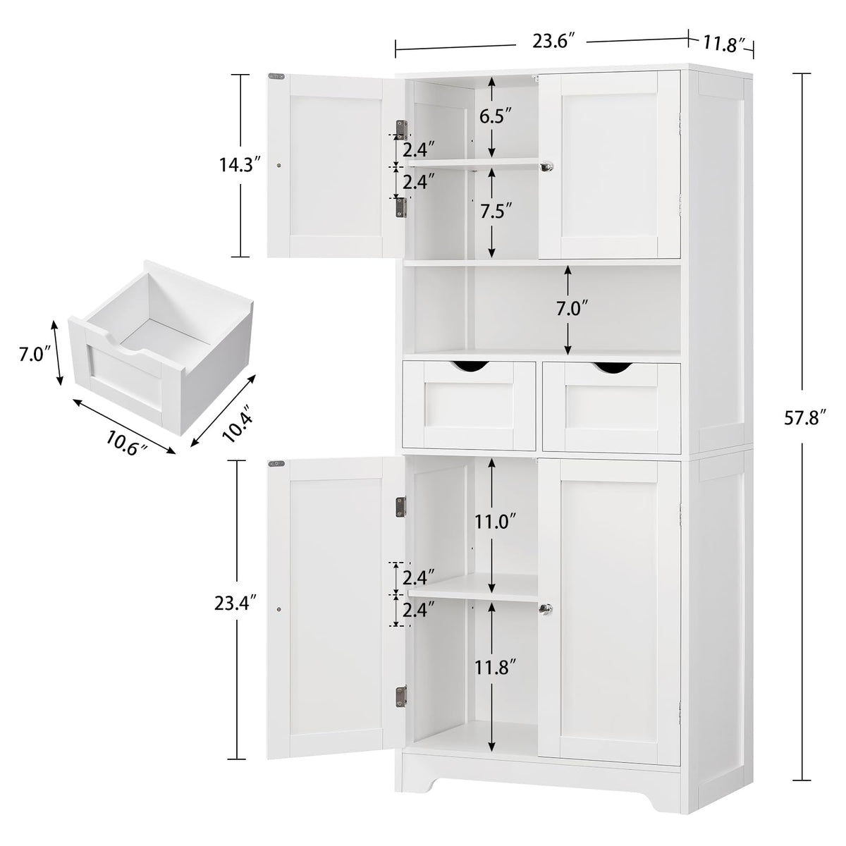 Tall Bathroom Storage Cabinet with 4 Doors L408