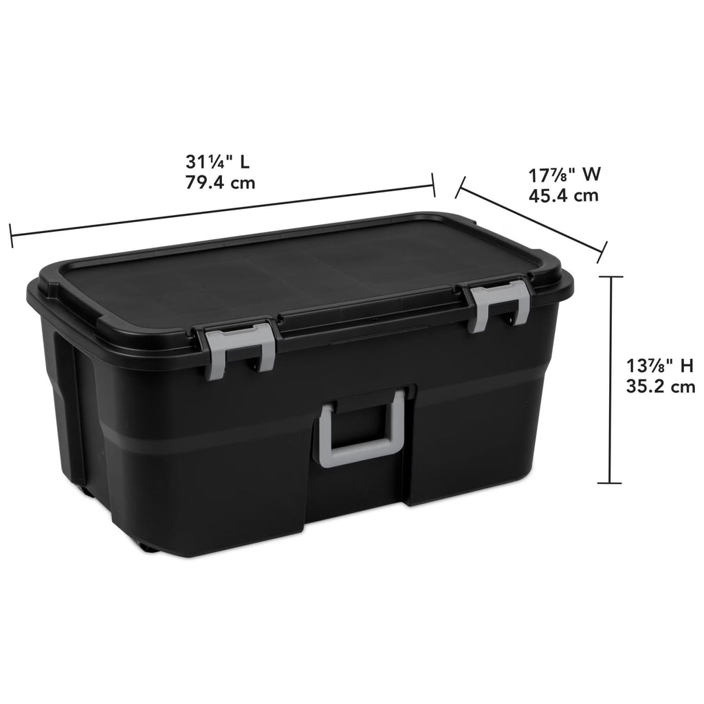 22 Gallon Black Wheeled Plastic Storage Trunk I557805