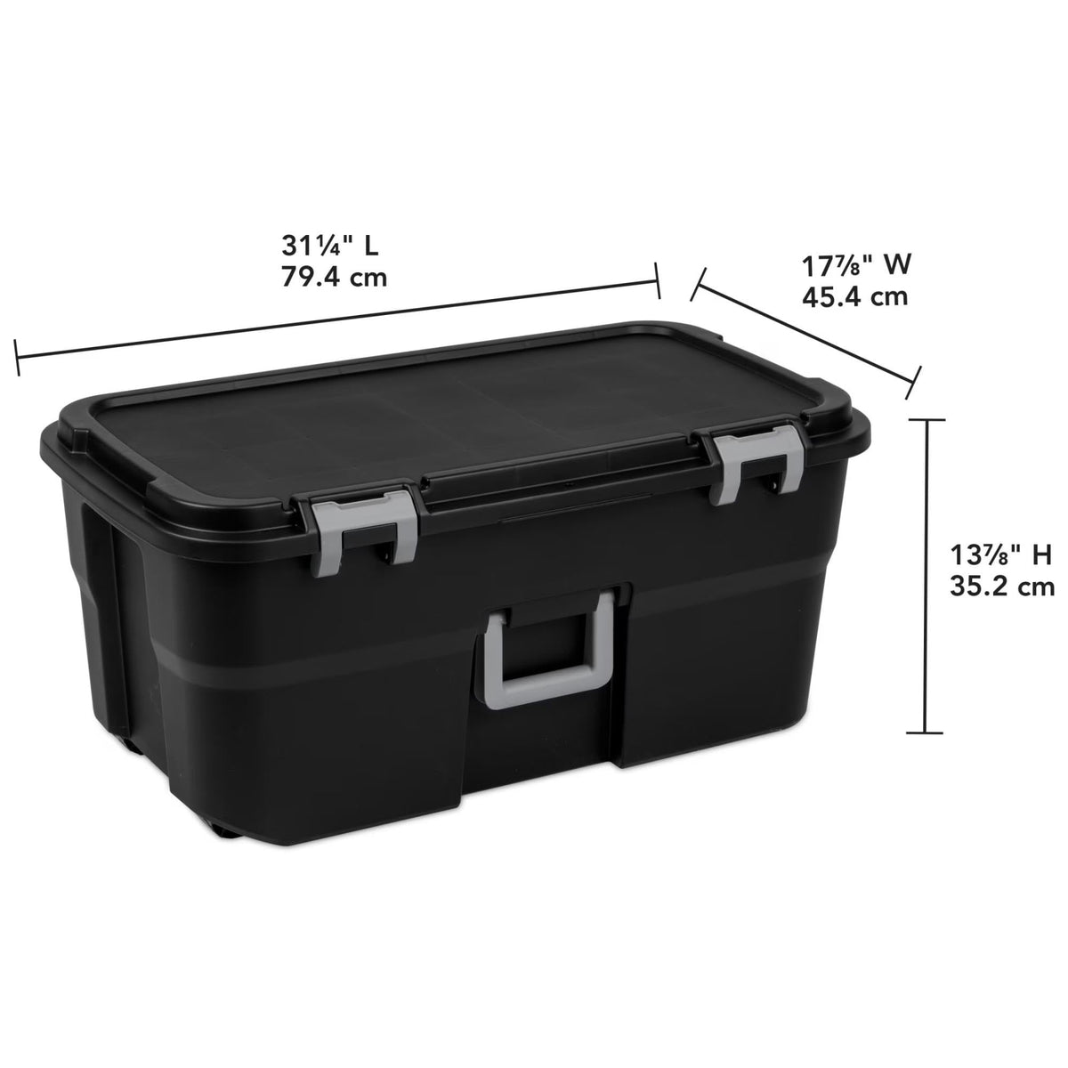 22 Gallon Black Wheeled Plastic Storage Trunk I557805