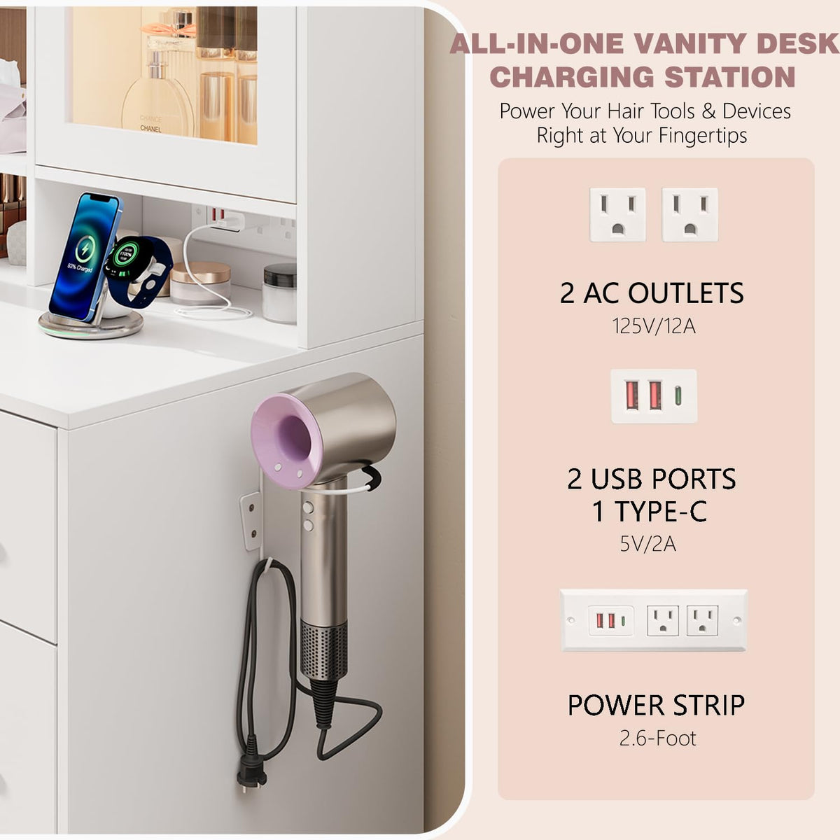 Vanity Desk with LED Lights and Mirror X282