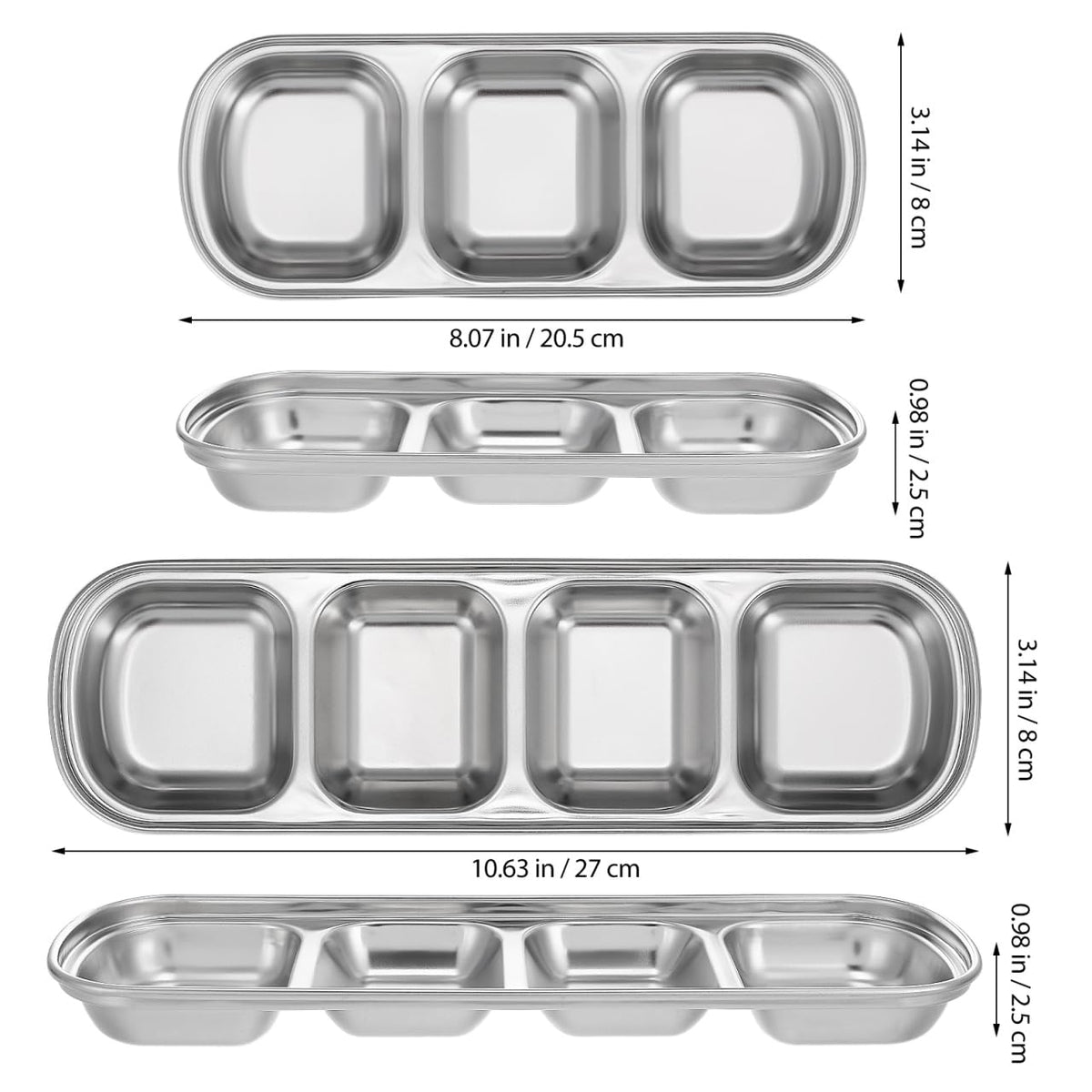 2pcs Stainless Steel Compartment Pet Food Bowls M654586