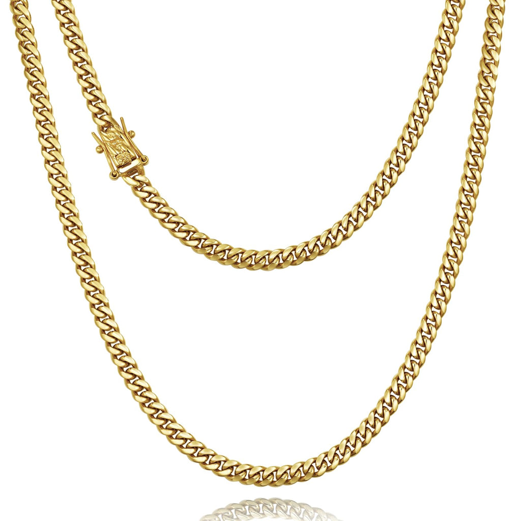 3mm 6mm Cuban Link Chain 14K Gold Plated Stainless Steel Necklace G58879