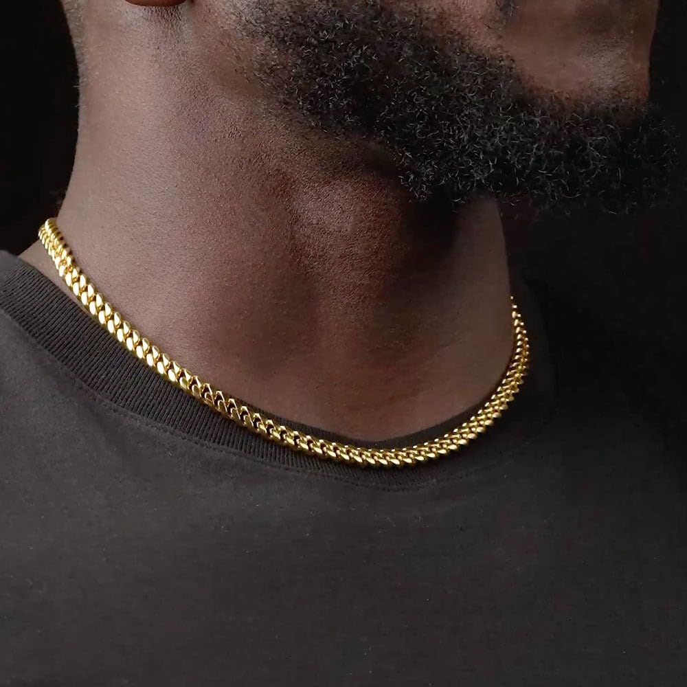 3mm 6mm Cuban Link Chain 14K Gold Plated Stainless Steel Necklace G58879