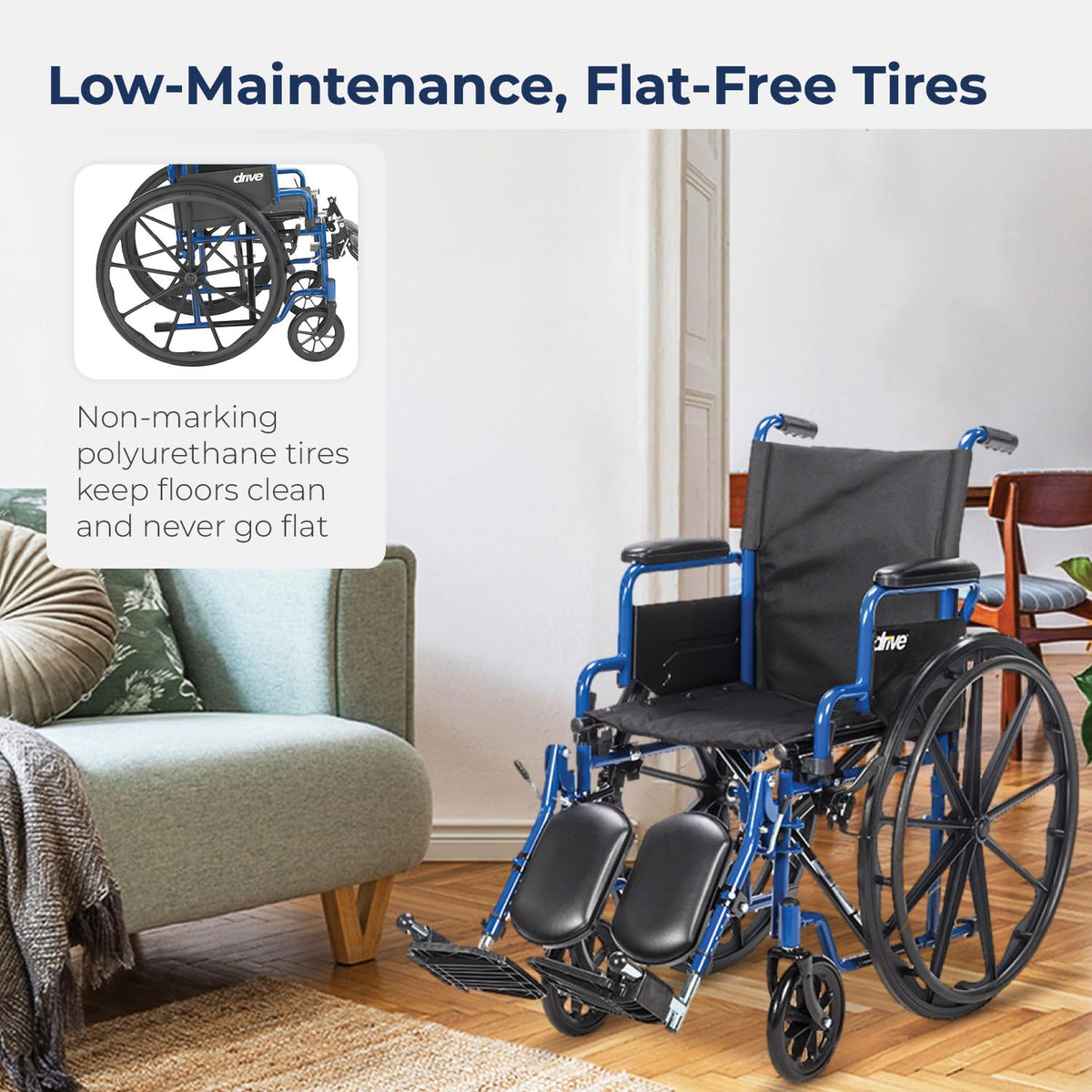 Blue Streak Foldable Wheelchair with Leg Rests O830127