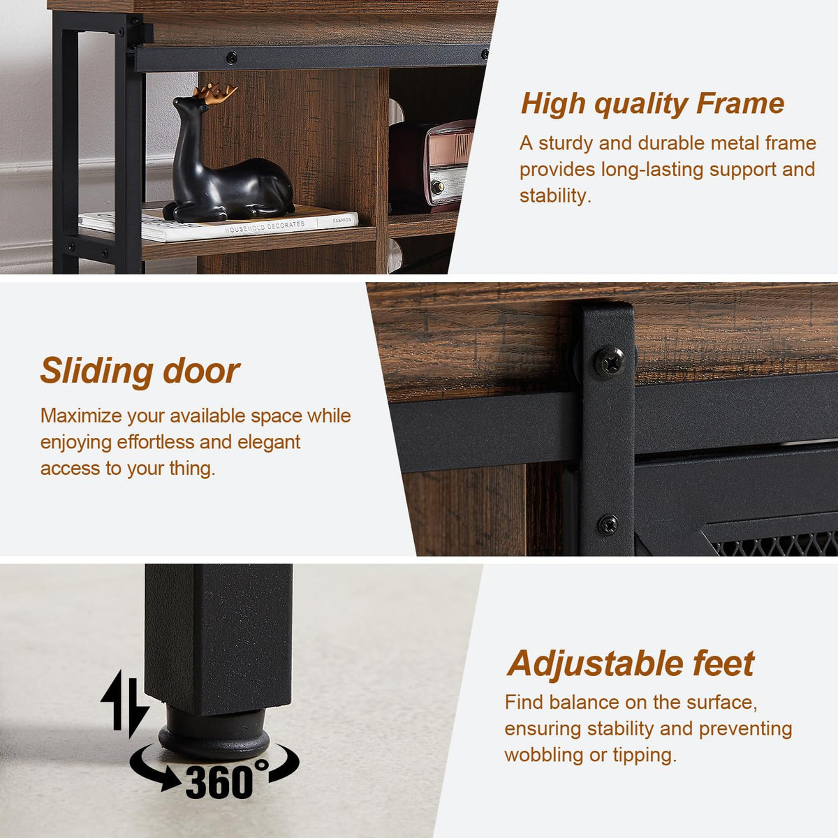 Brown Corner TV Stand with Storage J560315