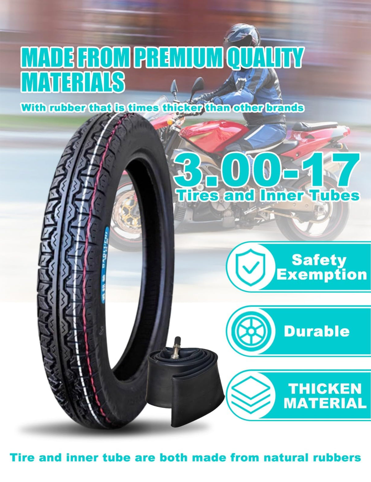 3.00-17 Dirt Bike Tire and Inner Tube Set H752