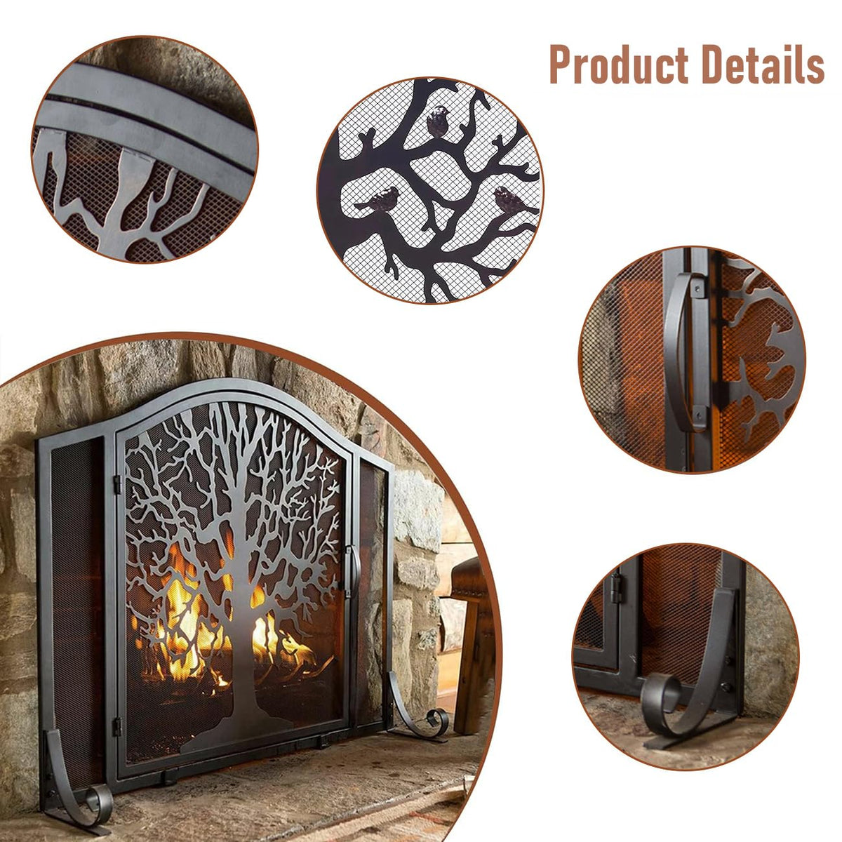 Wrought Iron Fireplace Screen with Locking Doors V68178