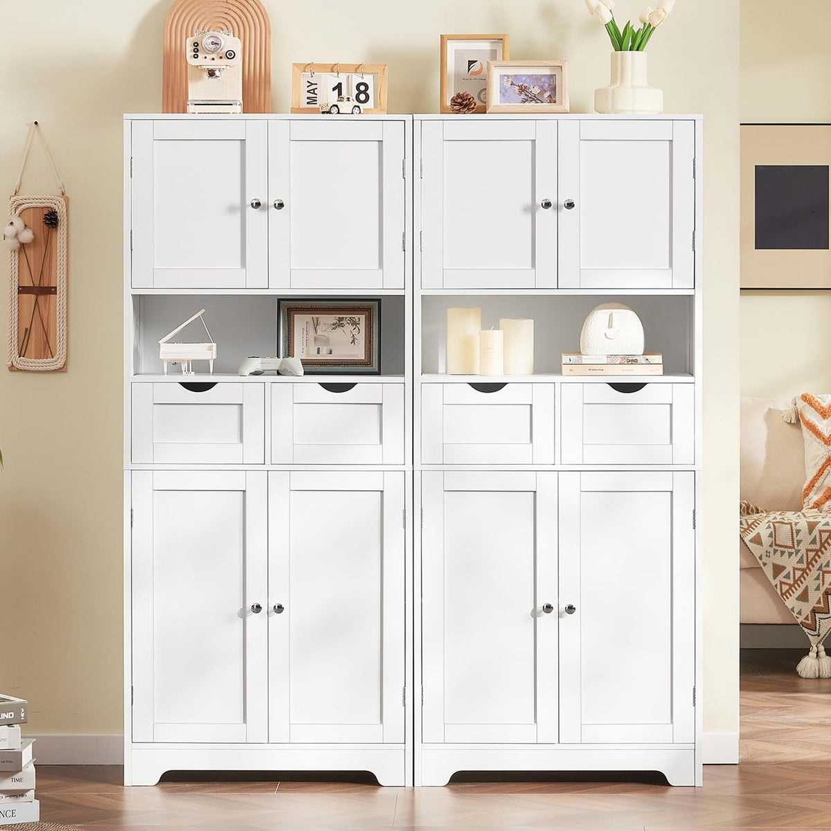 Tall Bathroom Storage Cabinet with 4 Doors L408