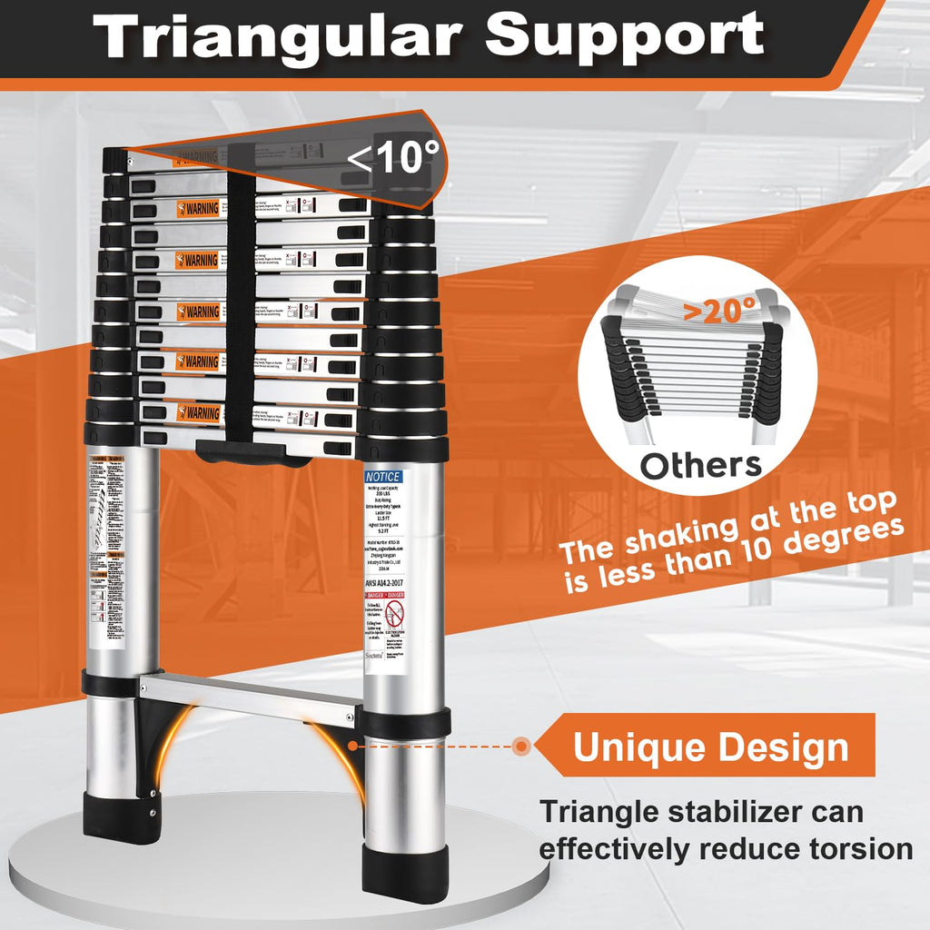 12.5 FT Aluminum Telescoping Ladder 330lbs Z787