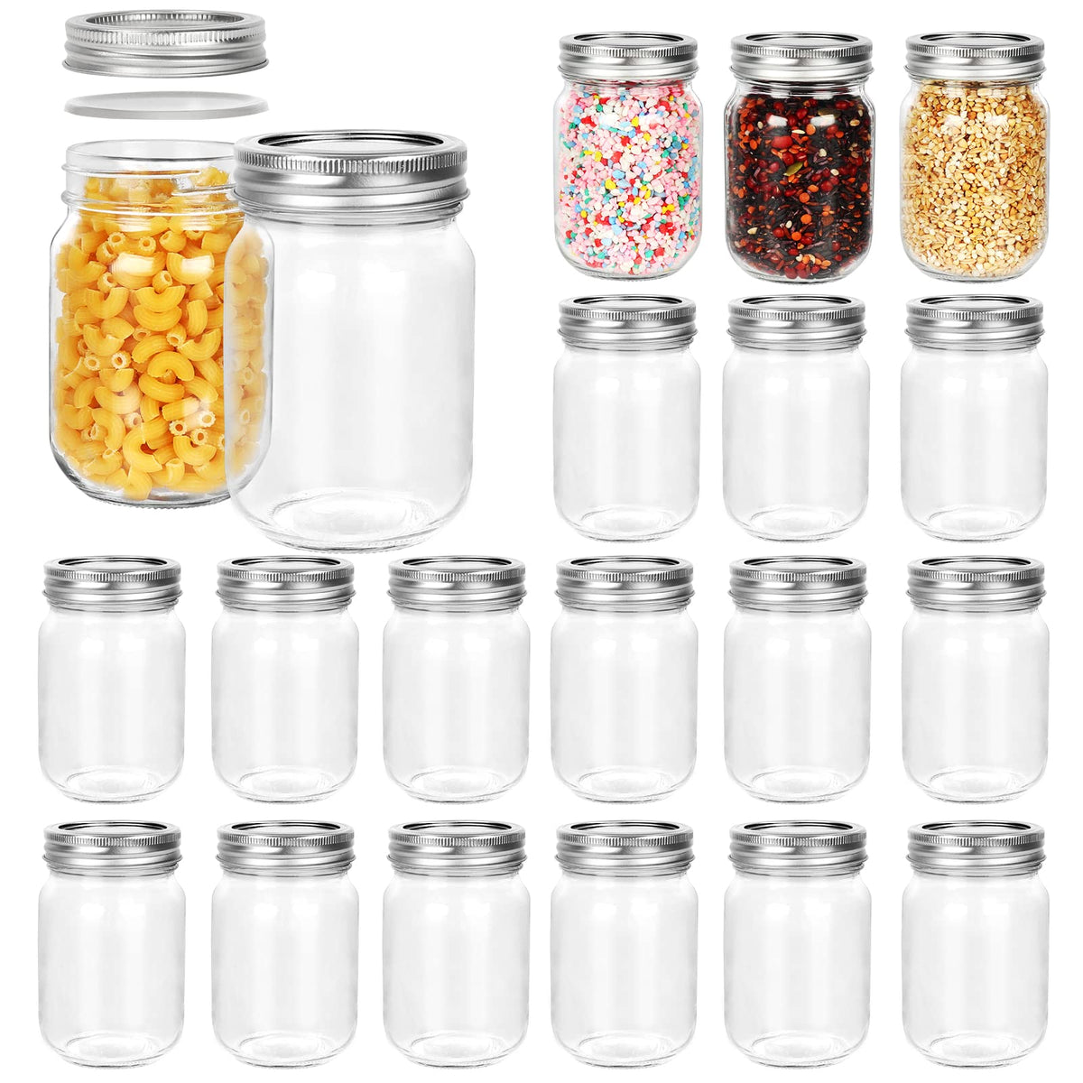 12 oz Glass Mason Jar, 20 Pack Canning Jars with Lids O330182