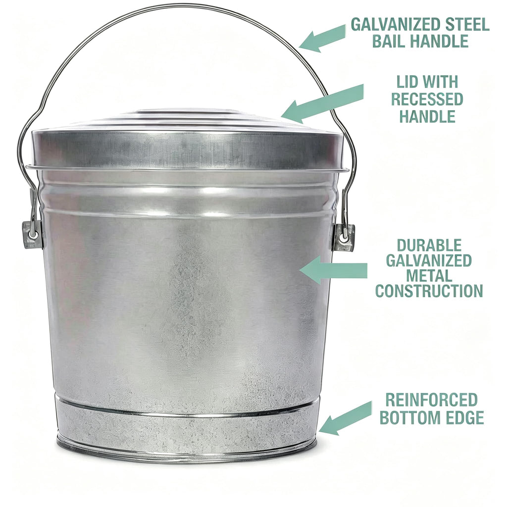 Galvanized Steel 6 Gallon Storage Can with Locking Lid C856