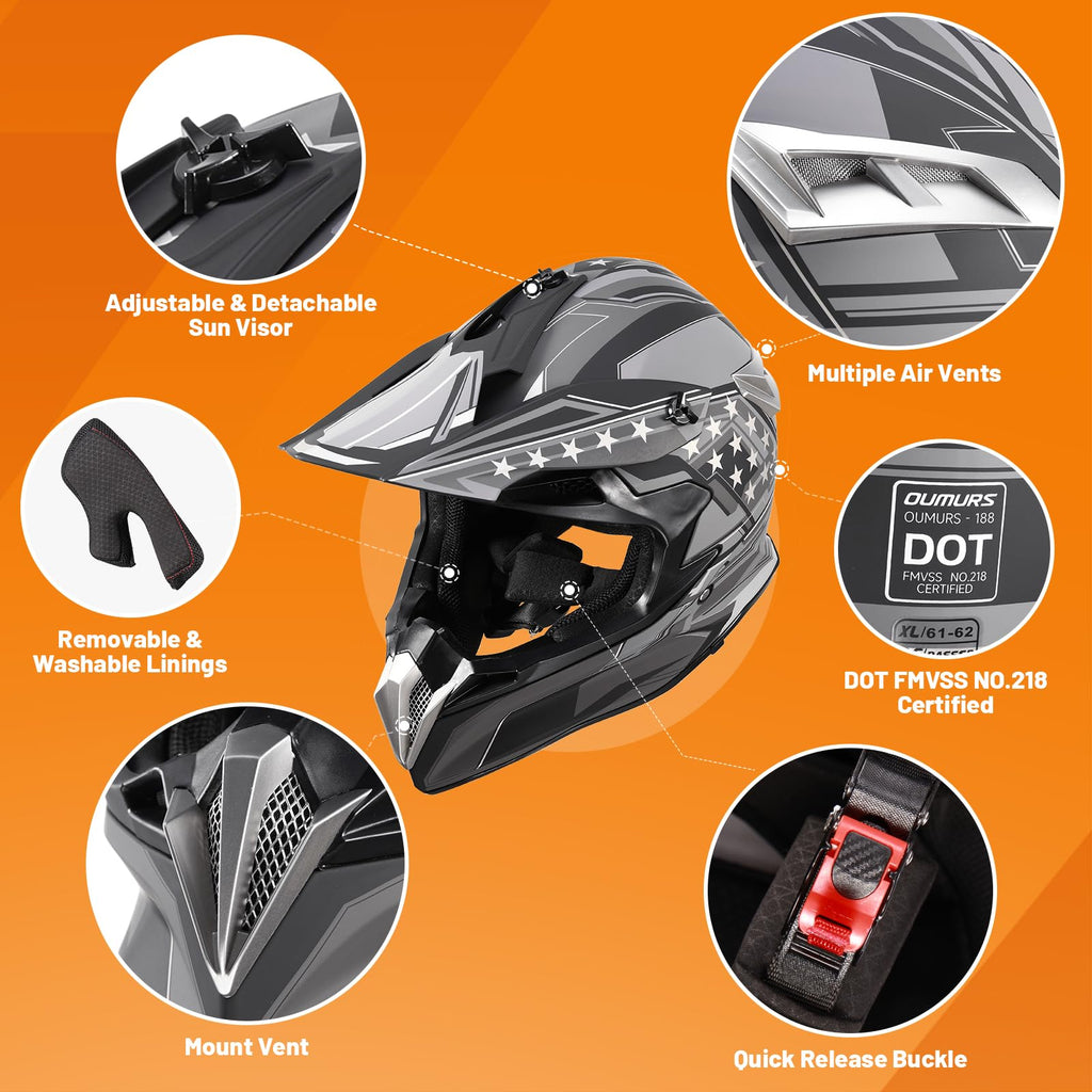 DOT Approved Full Face Motocross Helmet G987