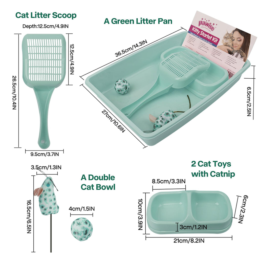 Small Cat Litter Box Starter Kit with Scoop, Bowls and Toys G23279