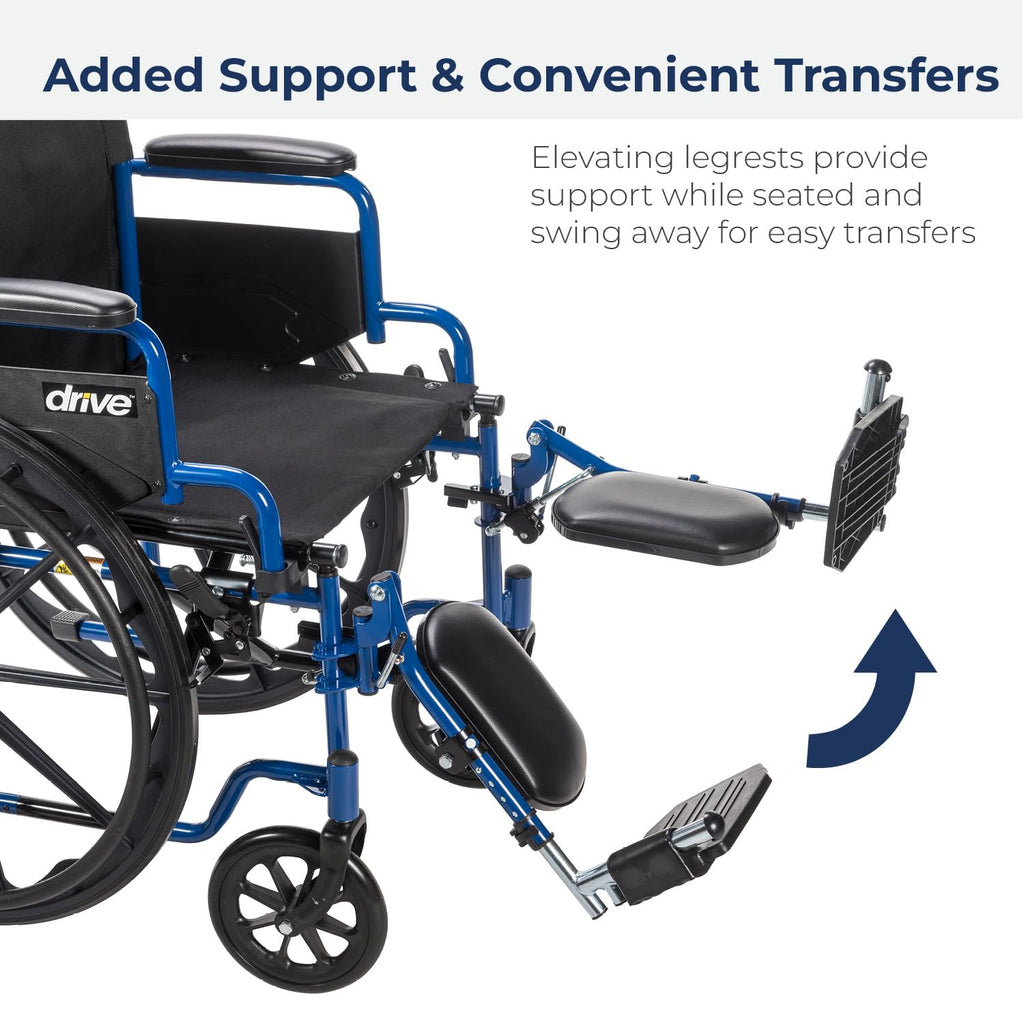 Blue Streak Foldable Wheelchair with Leg Rests O830127