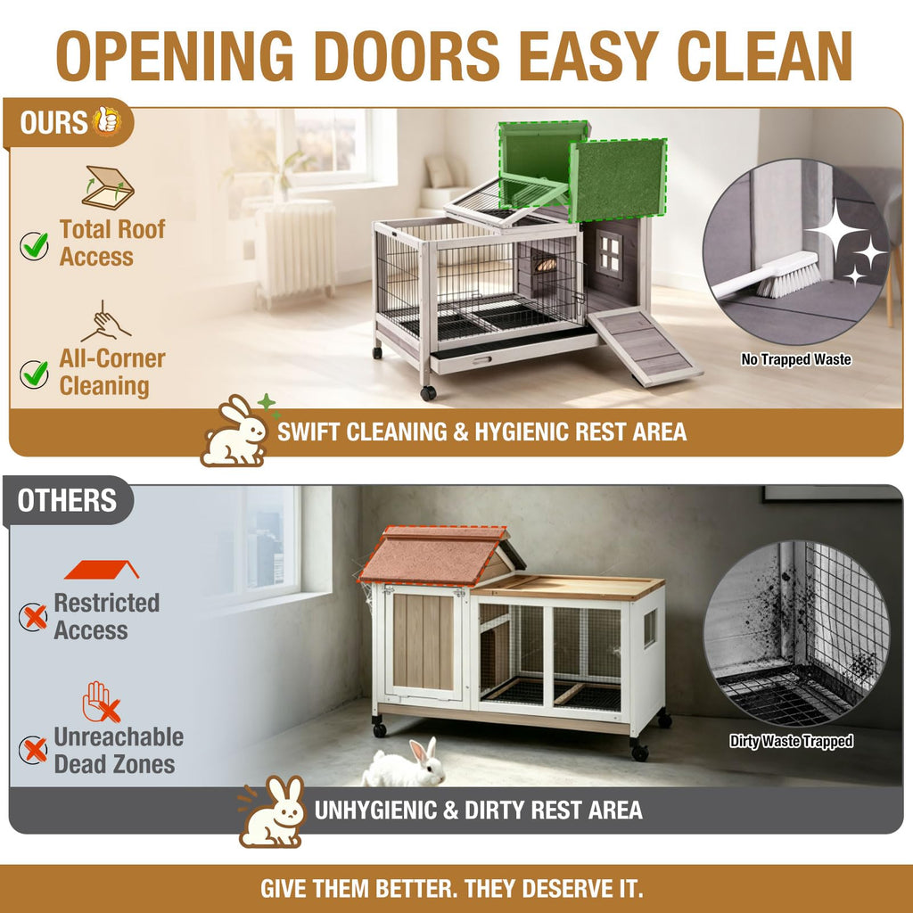 Wood Rabbit Hutch with Wire Mesh D460782