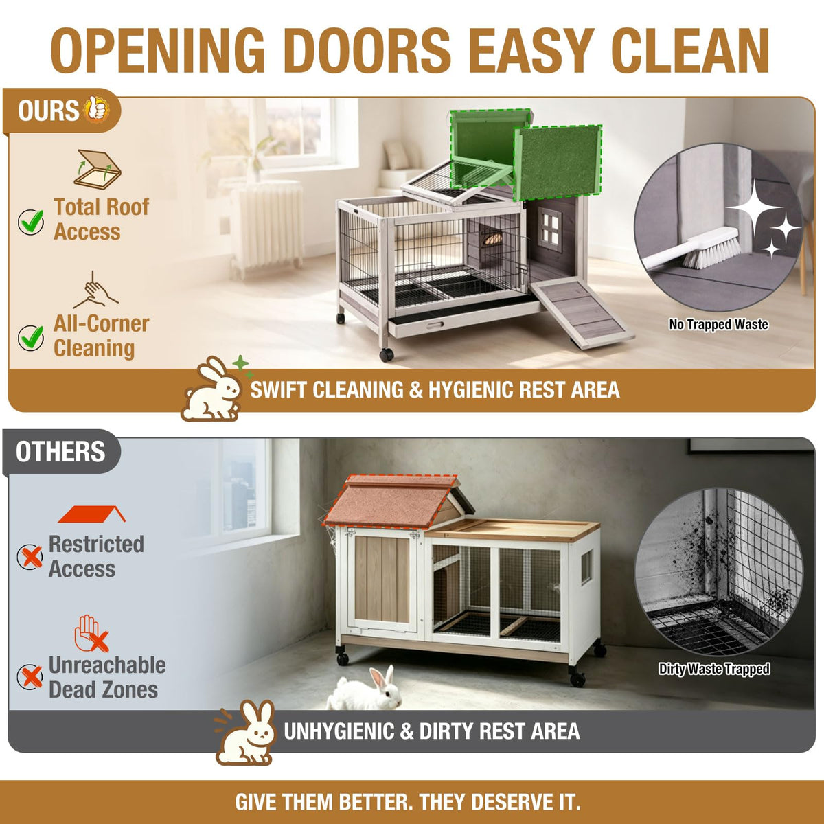 Wood Rabbit Hutch with Wire Mesh D460782