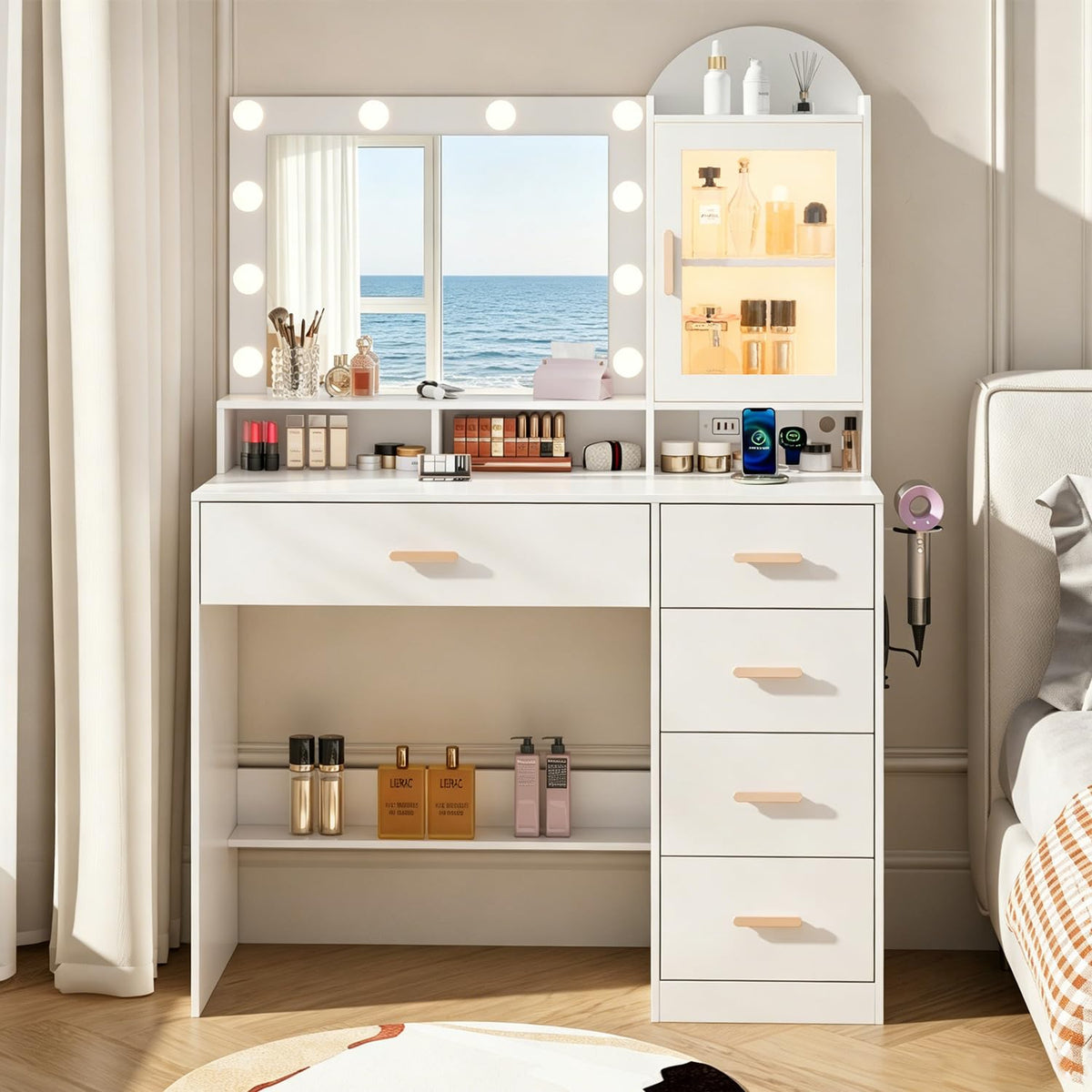 Vanity Desk with LED Lights and Mirror X282