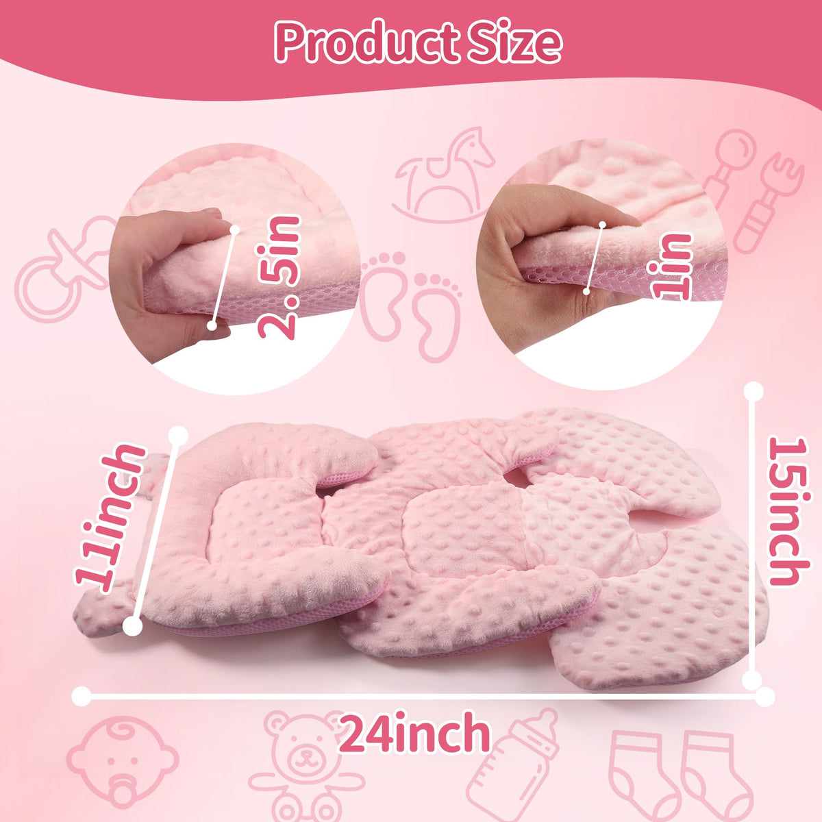 Reversible Carseat Head Body Support Newborn Pink R839026