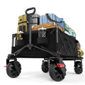 26" Extra Wide All Terrain Folding Wagon with Big Wheels, Cargo Net & Tailgate, 400lbs Heavy Duty Collapsible Cart, Black H45964